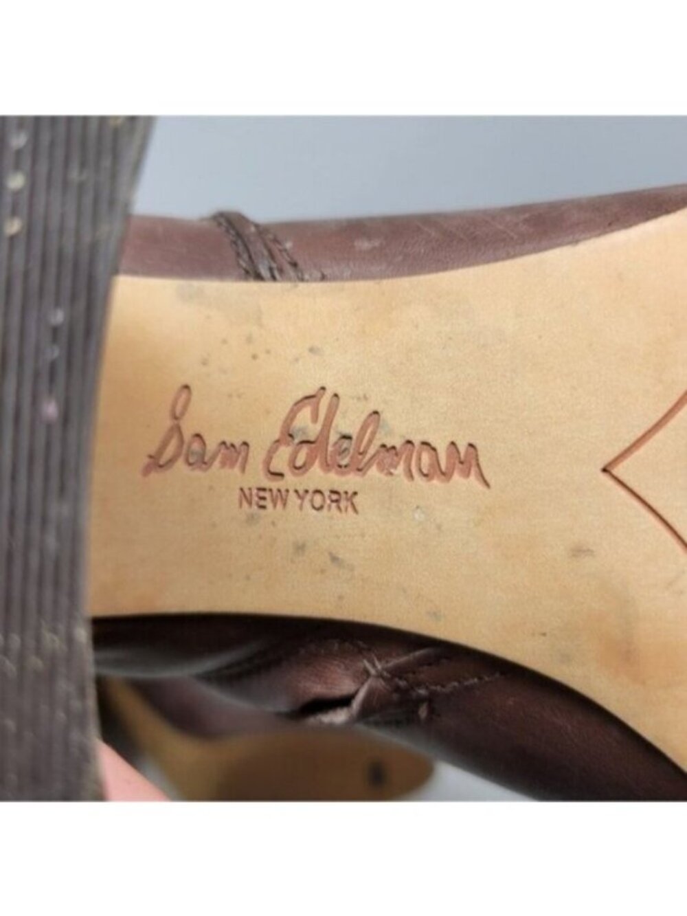 Sam Edelman | Fairfield Stacked Heel Dark Brown Leather Ankle Bootie - Picture 10 of 11